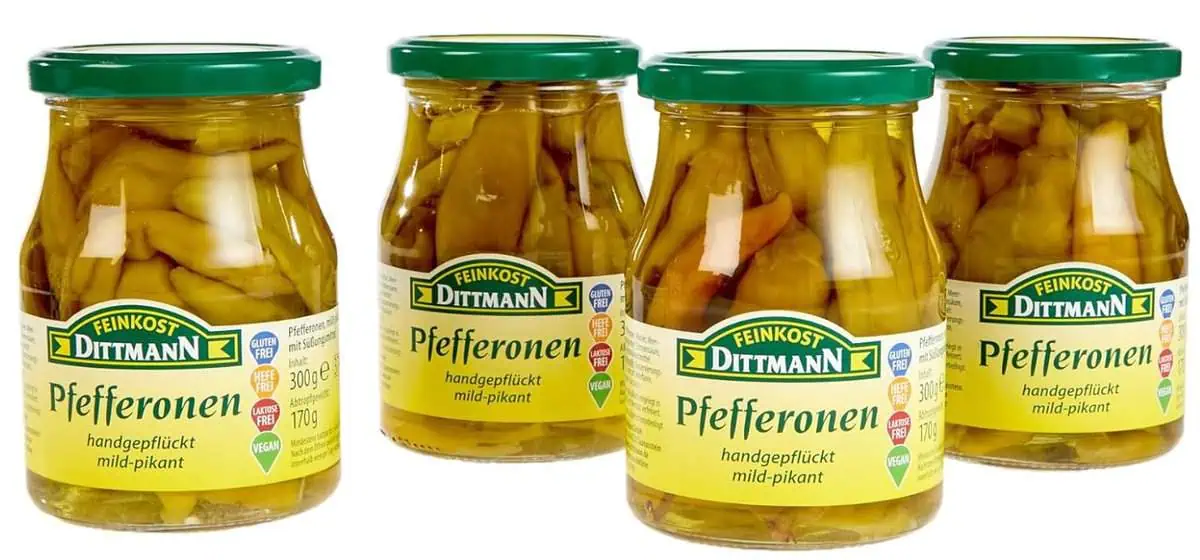 Feinkost Dittmann Pfefferonen mild-pikant, 4er Pack (4 x 300 g) ab 6,80 € inkl. Prime-Versand (statt 8,76 €)
