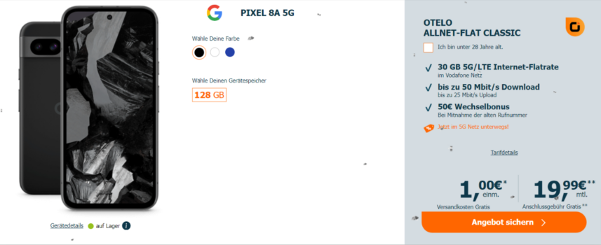 Google Pixel 8a + congstar Allnet-Flat