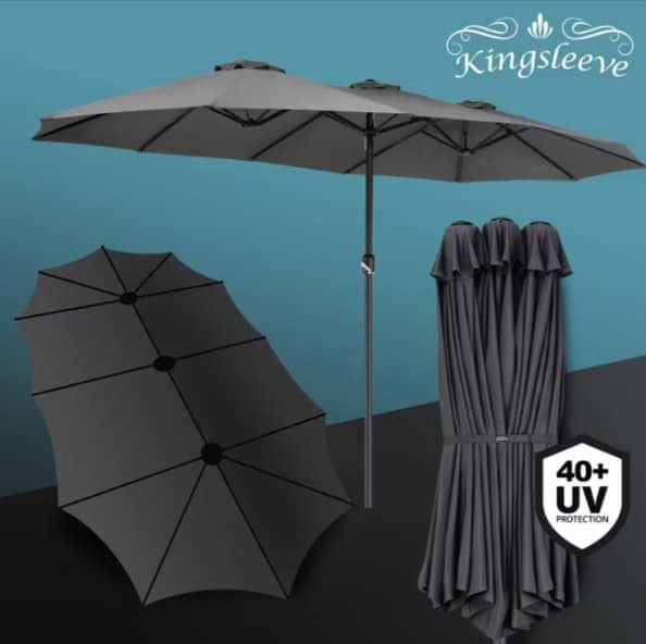 Kingsleeve Doppelsonnenschirm Anthrazit Uv-Schutz 80+