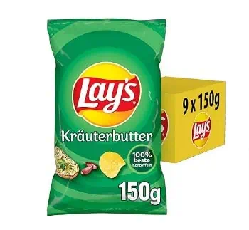 9 x 150g  Pack Lay’s Kräuterbutter Kartoffelchips ab 10,19 € (statt 18€)