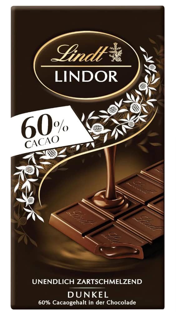 Lindt Schokolade Lindor 60% Kakao Tafel Edelbitter-Schokolade Mit Einer Unendlich Zartschmelzenden