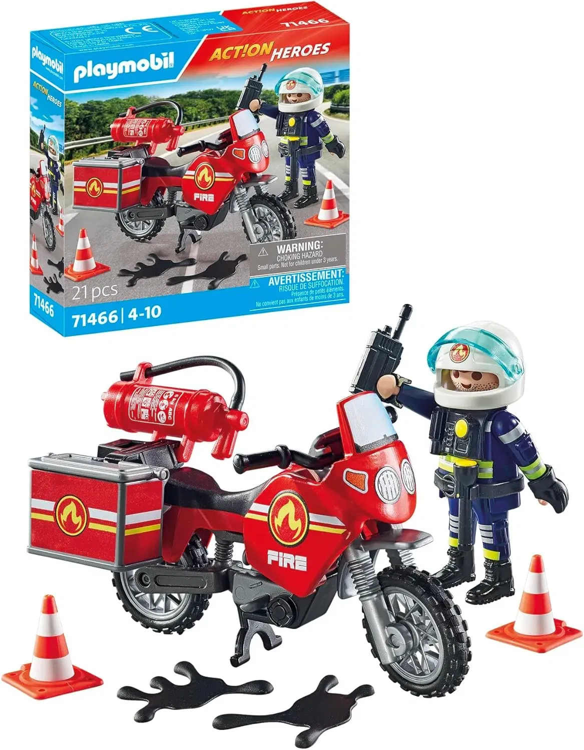 Playmobil Action Heroes 71466 Feuerwehrmotorrad Am Unfallort