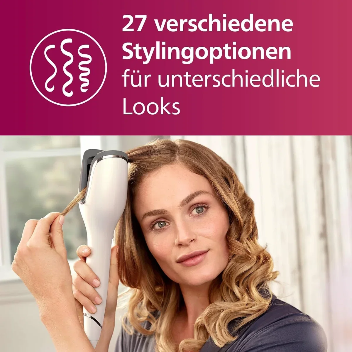 Philips StyleCare Prestige Automatischer Lockenstab mit Temperaturkontrolle und Ionisierungsfunktion (Modell BHB878/00)