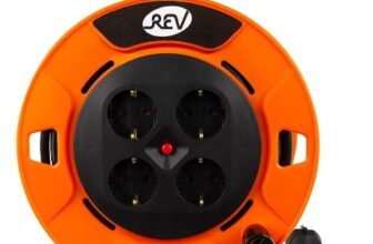 REV-Kabeltrommel-orange-20m-4-fach-Schutzkontaktsteckdosen