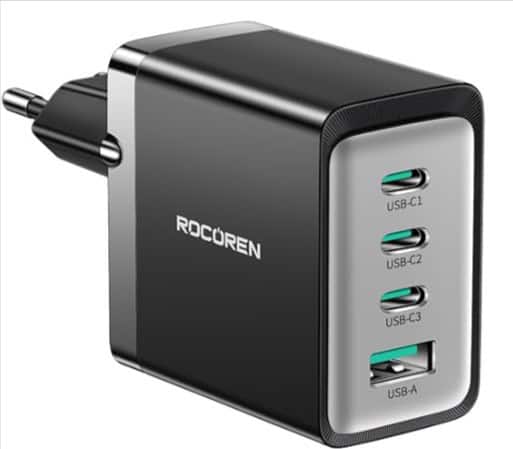 Rocoren-Usb-C-Ladegerät-65W-Usb-C-Netzteil-4-Port-Gan-Schnellladegerät