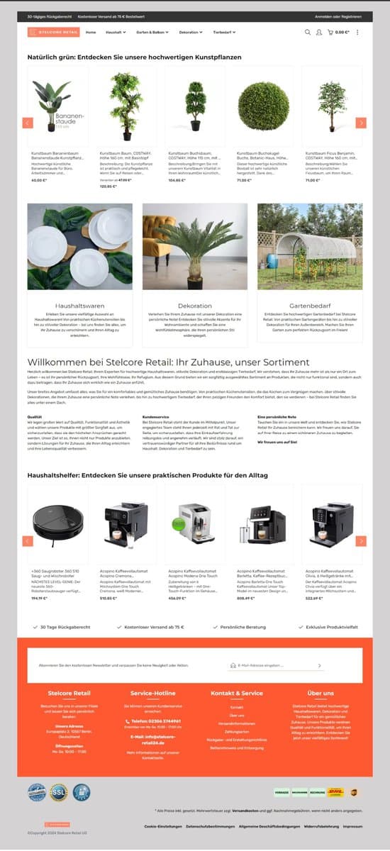 Screenshot Stelcore-Retail24.De