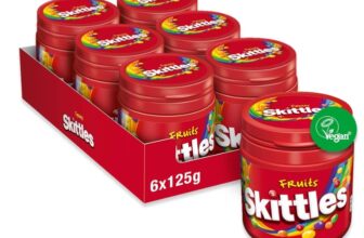 Skittles-Süßigkeiten-Fruits-Kaubonbons-mit-Ananas-Mandarine-Kirsche-und-weitere-Aromen-Vegan-6-Dosen-6-x-125g-Amazon-de-Lebensmittel-Getränke