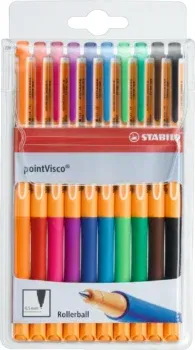 Tintenroller - STABILO pointVisco - 10er Pack - mit 10 verschiedenen Farben