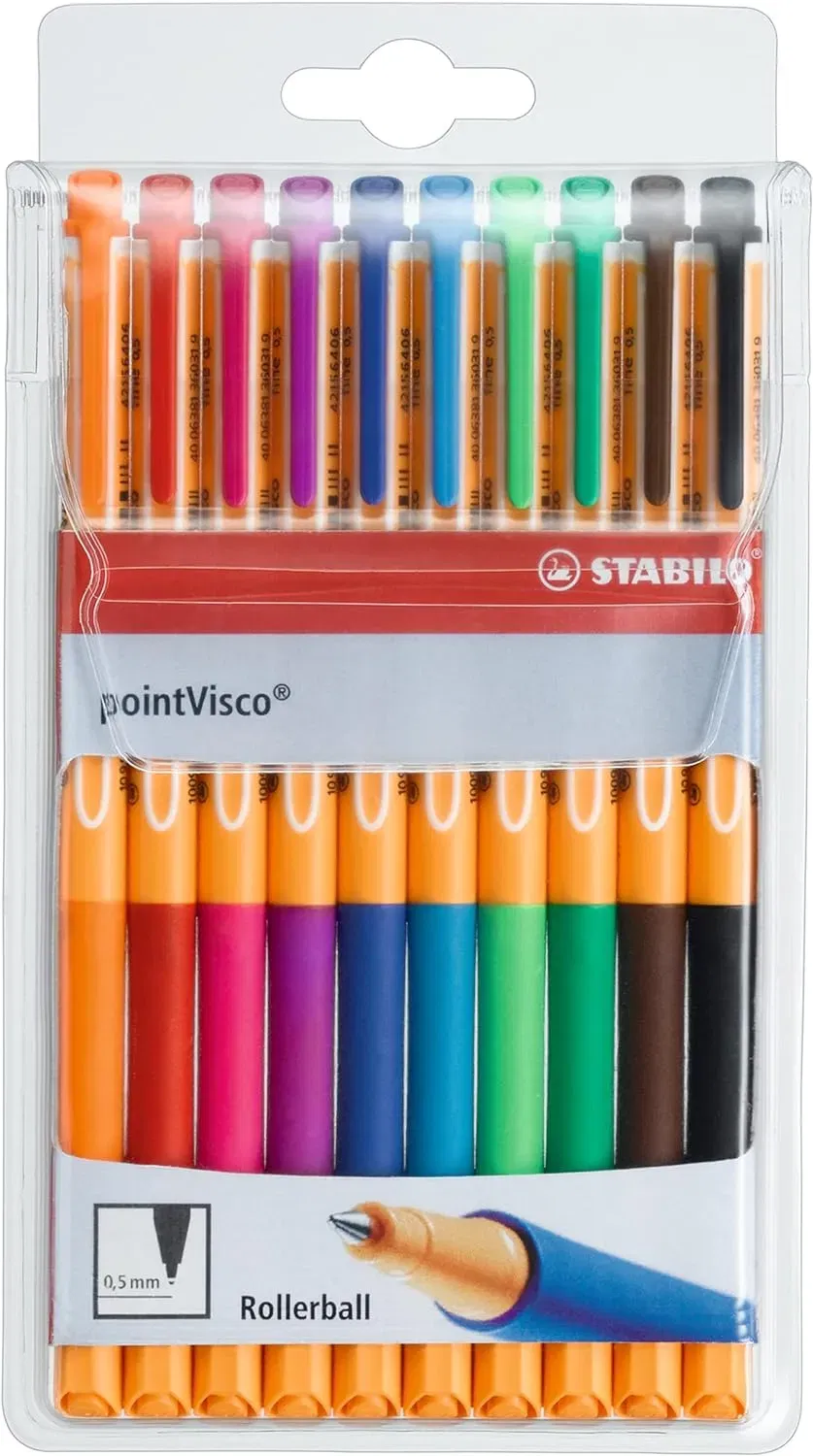 Tintenroller - Stabilo Pointvisco - 10Er Pack - Mit 10 Verschiedenen Farben