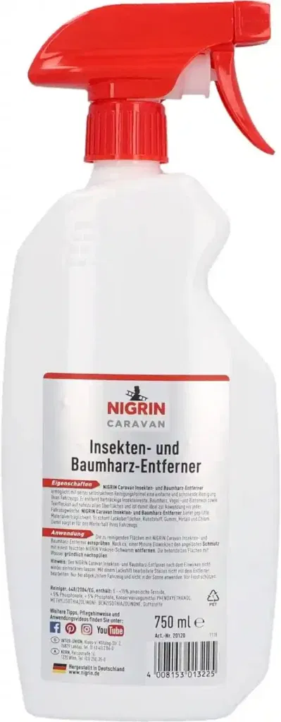 Nigrin 20120 Caravan Insekten- Und Baumharzentferner Für 8,92 € Inkl. Prime-Versand