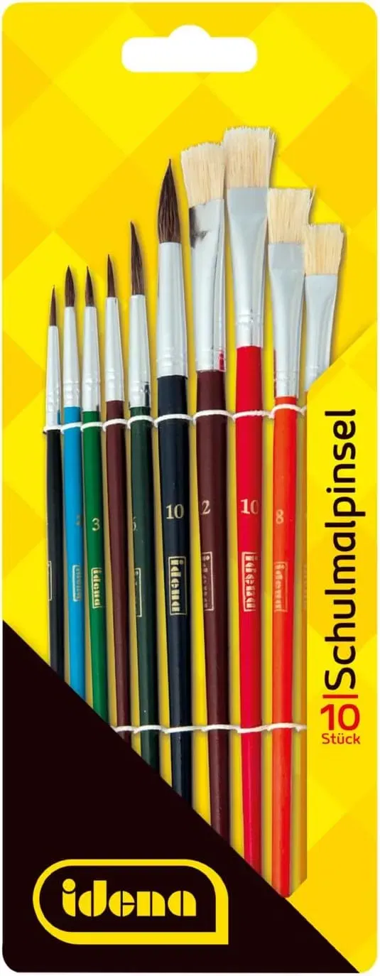 10er-Set Idena 60103 – Schulpinsel (mit 6 Rundpinsel und 4 Borstenpinsel) für 1,99 € inkl. Prime-Versand (statt 3,38 €)