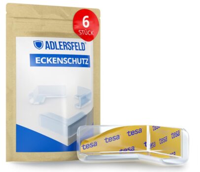 Adlersfeld®-17118-Eckenschutz-Baby-6-Stück-Transparent-Tesa-Klebefolie-Kantenschutz-Kinder-Selbstklebend-Tischkantenschutz-