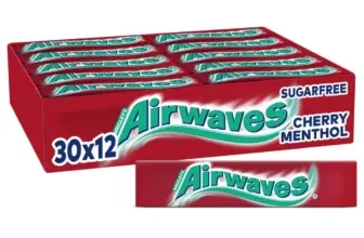 30 Packungen Airwaves Cherry Menthol Kaugummi, jedes Paket enthält 12 Dragees