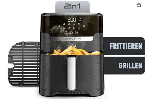 Tefal EY5058 Easy Fry & Grill Heißluftfritteuse | 2-in-1 Technologie (Air Fryer und Grill) | Digitales Display | 4,2 Liter