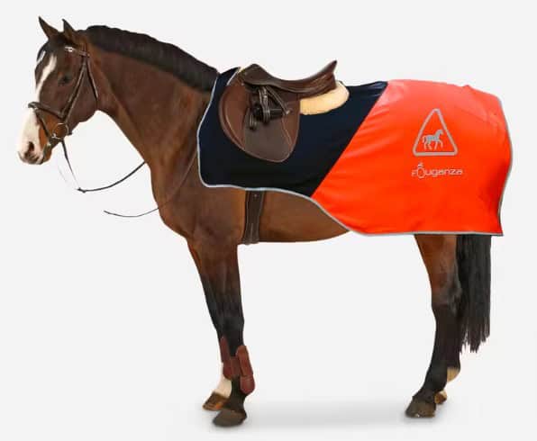 Ausreitdecke-Pferd-Orange-Schwarz-Fouganza-Decathlon