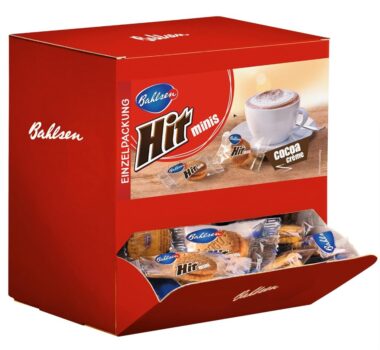 BAHLSEN Hit Minis 975 g- Thekenaufsteller mit ca. 150 Portionspackungen, Mini-Doppelkekse mit lecker (1)