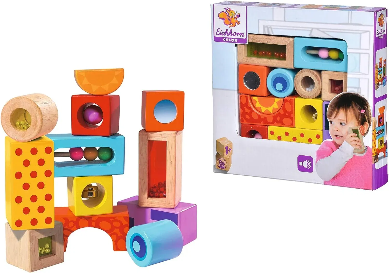 Eichhorn – Klangbausteine – 12 bunte Holzbausteine die Geräusche machen für 11,04 € inkl. Prime-Versand (statt 16,98 €)