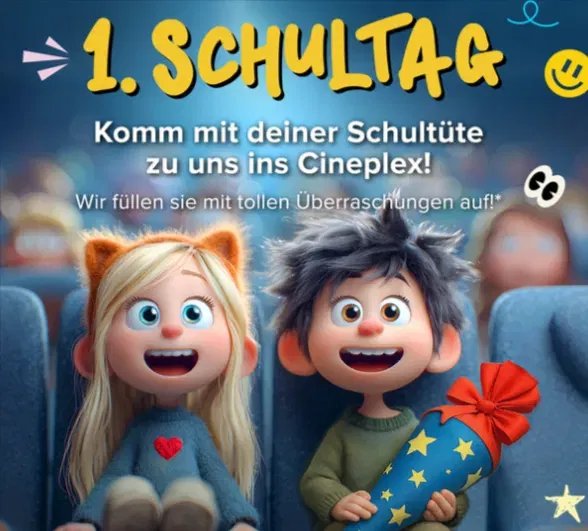 Cineplex Einschulungsaktion 2025: Kostenlose Schultütenfüllung