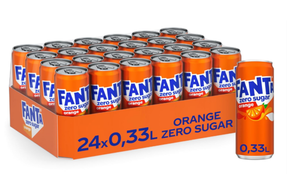 Fanta Zero Orange - fruchtig-spritzige Limonade mit klassischem Orangen-Geschmack - ohne Zucker und