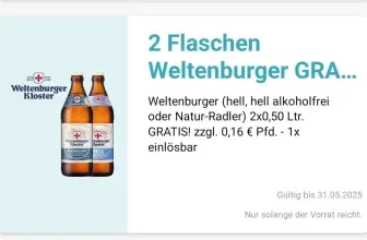 Gratis 🍻 2 Flaschen Weltenburger [Logo Getränke Märkte]