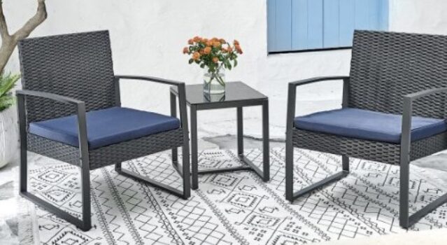 Happy-Home-Bistro-Set-3-tlg-HGE47-SDB-schwarz-mit-dunkelblauen-Sitzkissen-Norma24