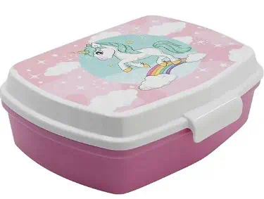 Kinder Sandwichbox Einhorn 🦄🌈 auf Regenbogen für 2,99 € (Prime) statt 5€