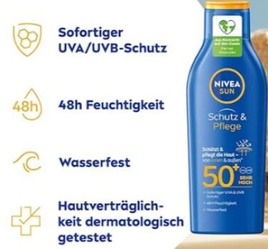 NIVEA-SUN-Schutz-Pflege-Sonnenmilch-LSF-50-250-ml-Sonnencreme-für-48h-Feuchtigkeit-mit-Vitamin-E-sofortiger-Sonnenschutz-vor-UVA-UVB-Strahlen-Amazon-de-Kosmetik