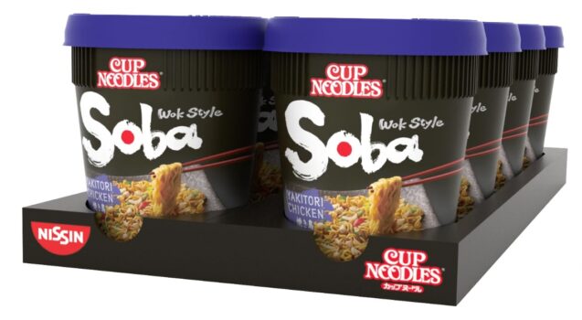 Nissin-Cup-Noodles-Soba-Cup-–-Yakitori-Chicken-8er-Pack-Wok-Style-Instant-Nudeln-japanischer-Art-mit-Würzsauce-Hähnchen-