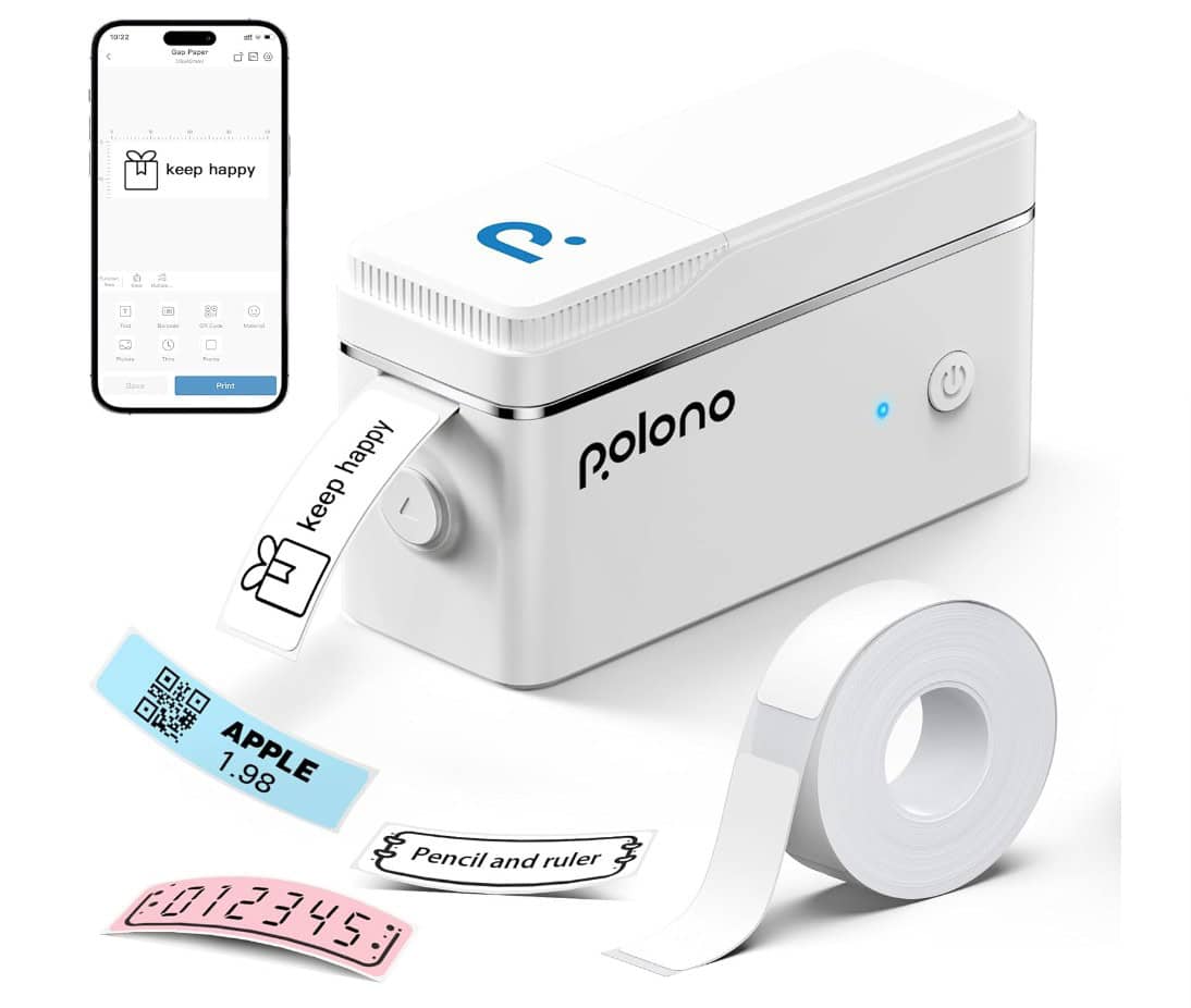 Polono Etikettendrucker, P31S Bluetooth Etikettiergerät Selbstklebend Beschriftungsgerät Mini Label