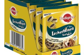 Pedigree-Hundesnacks-Leckerbissen-Mini–Happen-6er-Pack-6x140g-–-Hundekekse-mit-Rind–-und-Käsegegeschmack