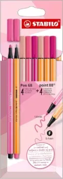 Premium-Filzstifte & Fineliner - STABILO Pen 68 & STABILO point 88 - Shades of Pink - 8er Pack