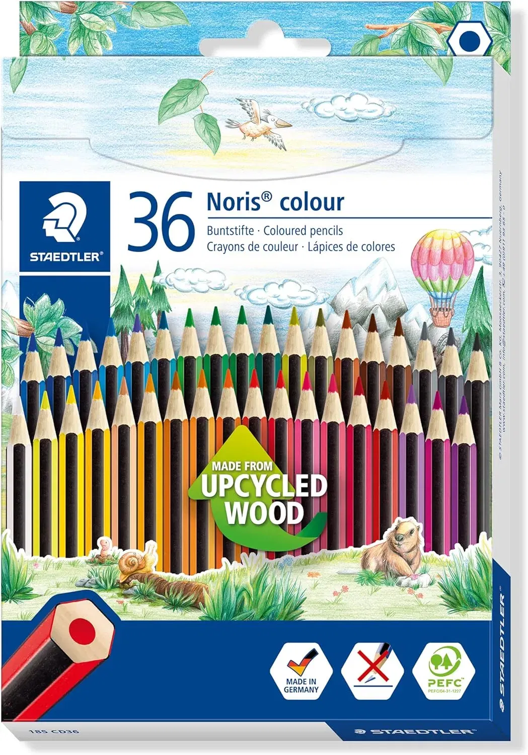 Staedtler Buntstifte Noris Colour, Rutschfeste Soft-Oberfläche - 36 Farbstifte Im Kartonetui (185 Cd36)