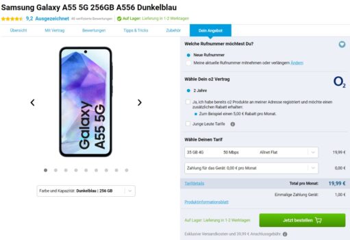 Samsung A55 + o2 Basic 35 GB 4G