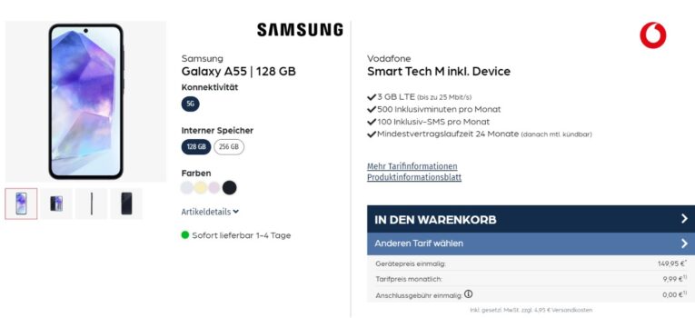 Samsung Galaxy A55 + Vodafone Smart Tech M 3GB LTE