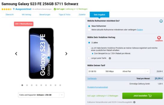 Samsung Galaxy S23 FE + Vodafone Smart Entry 20 GB 5G