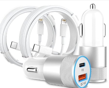 Zigarettenanzünder-Ladegerät-Auto-Usb-C-Adapter-Mit-1M-Lightning-Kabel-48W-Kfz-Ladegerät-Ladeadapter-Auto-Ladekabel-Für-Iphone-14-13-12-11-Pro-Max-X-8-7-6-Amazon-De-Elektronik-Foto