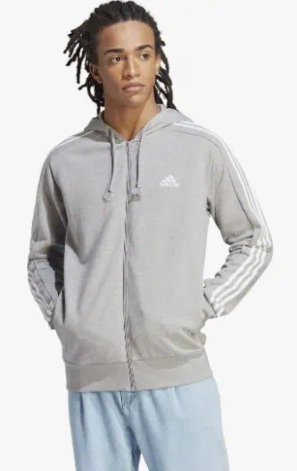 adidas Herren Essentials French Terry 3-Stripes Full-Zip Hooded Track Top für 29,90 € inkl. Prime-Versand (statt 47,38 €)