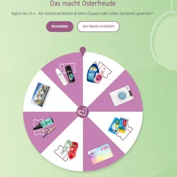 Person dreht am dm Glücksrad und gewinnt einen Gutschein
