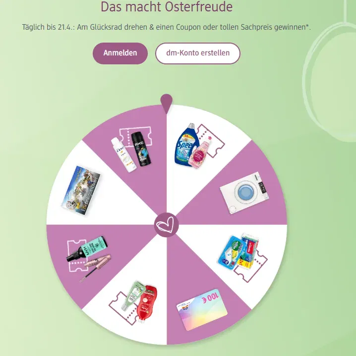 Dm Gluecksrad Bis 21 4 Taeglich Gewinnen Dm De 04 14 2025 02 55 Pm