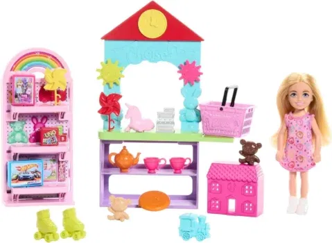 Barbie Chelsea Spielzeuggeschäft-Spielset mit kleiner blonder Puppe