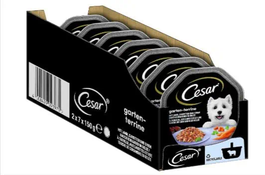 Cesar Hundefutter Nassfutter Garten-Terrine mit Lamm, Karotten und Koriander in Gelee (14 x 150g) ab 6,82 € inkl. Prime-Versand (statt 19€)
