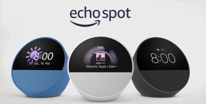 Der neue Amazon Echo Spot (2024), smarter Wecker mit sattem Klang und Alexa, Blau