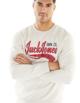 JACK-AND-JONES-Herren-Logo-Sweatshirts-Weiß