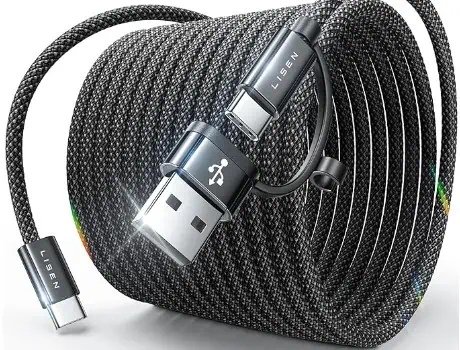 LISEN 240W USB C auf USB C Kabel mit USB Adapter, 3 In 1
