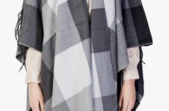 ONLY-Damen-Onlvivian-Life-Frill-Poncho-Cc-Cardigan-Sweater-Dark-Grey-Melange-Detail-check