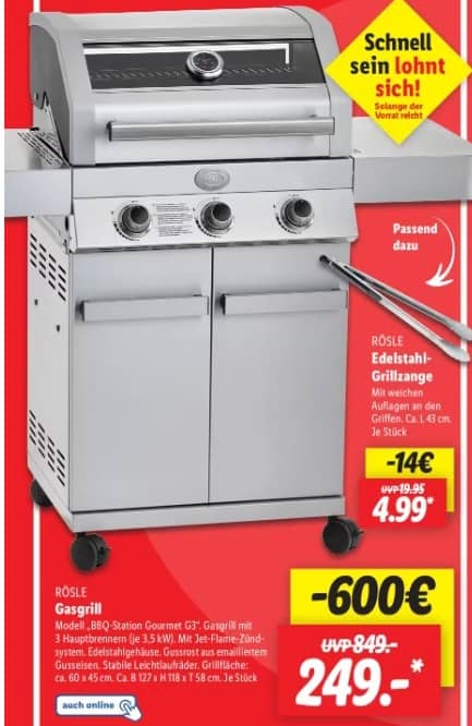 Rösle Gasgrill, Bbq-Station »Gourmet G3«, 3 Brenner, 10,5 Kw