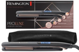 Remington-Glätteisen-schmale-110mm-lange-Keramikstylingplatten-PROluxe-Midnight-OPTIheat-Technologie-Pro-Einstellung