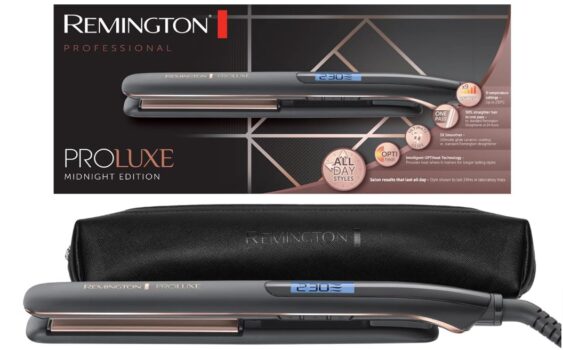 Remington-Glätteisen-schmale-110mm-lange-Keramikstylingplatten-PROluxe-Midnight-OPTIheat-Technologie-Pro-Einstellung