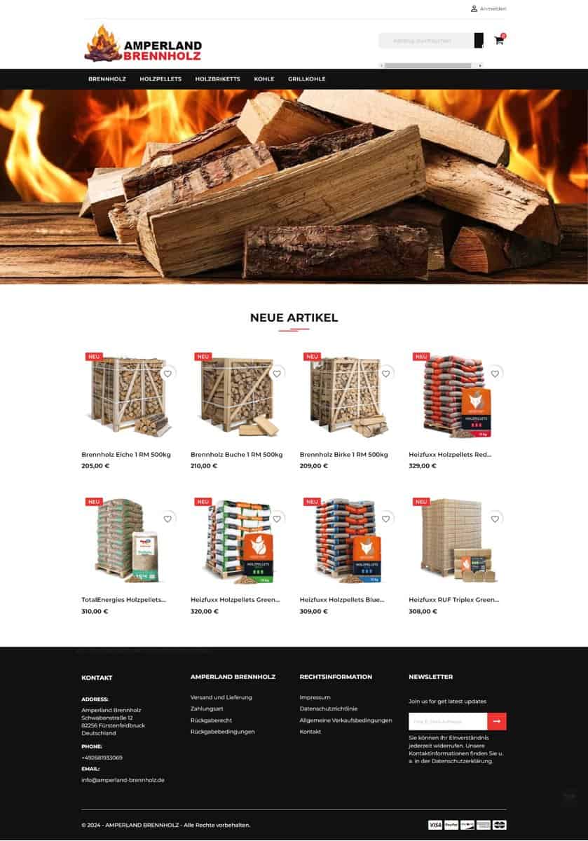 Screenshot Amperland-Brennholz.de