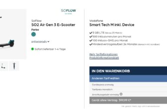 SoFlow SO2 Air Gen 3 E-Scooter + Vodafone Smart Tech M 3 GB LTE